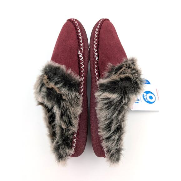 Floopi Aztec Faux Fur Lined Memory Foam Slippers Women's Red Size US9-10 - Picture 6 of 10